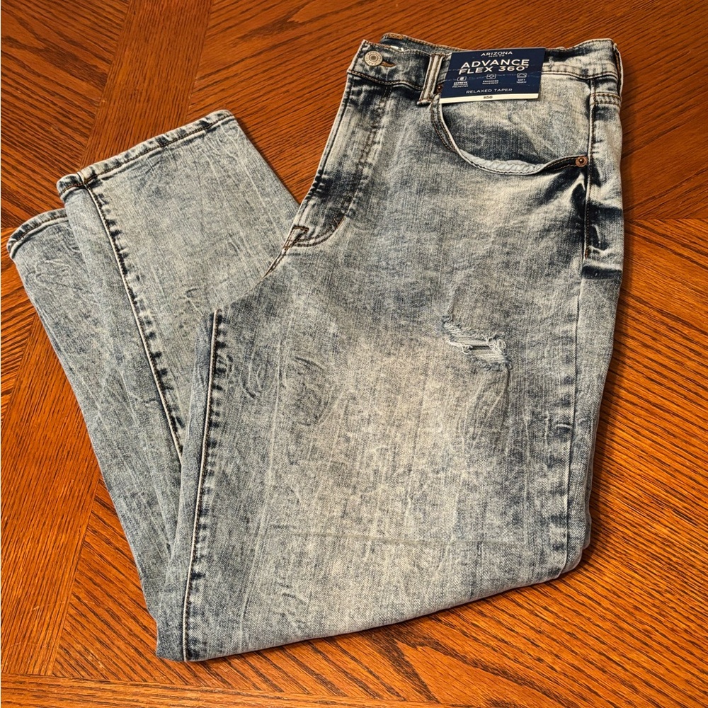 Men's Blue Jeans Arizona Advance Flex 360 Size 34w Relaxed Taper NWT